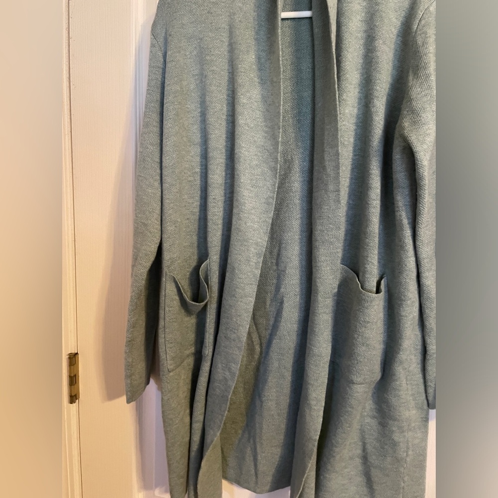 Pink Martini Cardigan Women M Sage Green Excellent Cashmere Blend Open Front